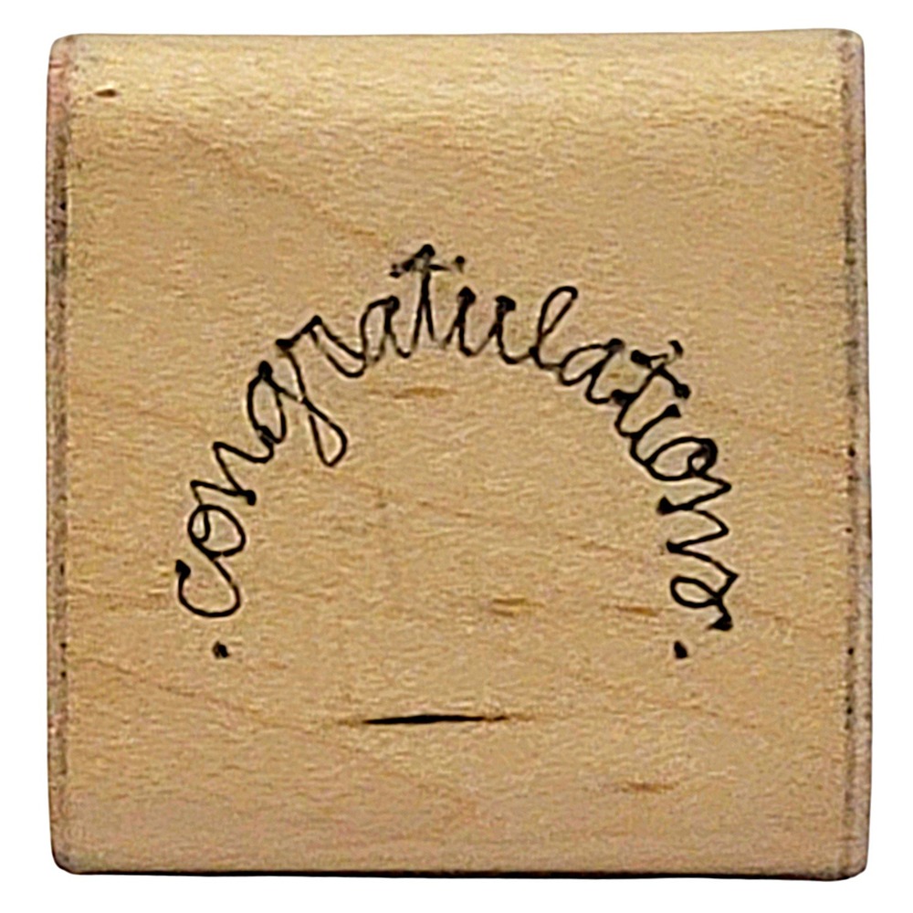 VTG‎ 80s DOTS Congratulations Rubber Stamp 1.5" 1989 Wood Mounted Card Making